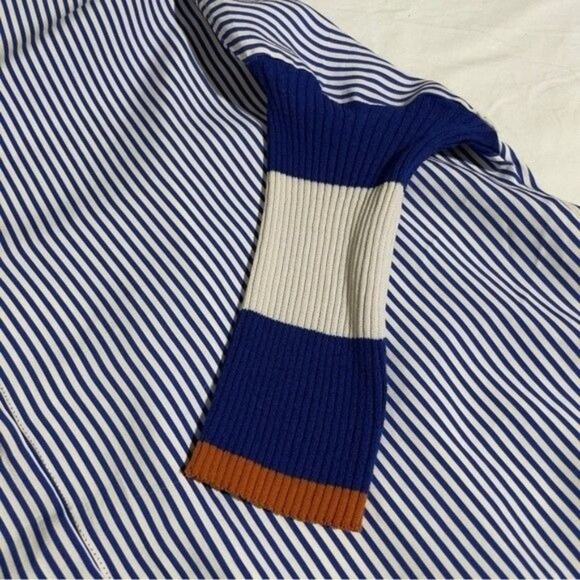 Chiara Cocol Women’s Striped Mixed Media Cardigan XS Navy, White & Orange - Picture 12 of 13